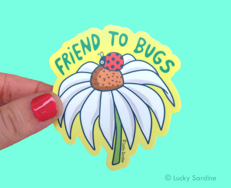 Friend To Bugs, Ladybug Daisy Vinyl Sticker