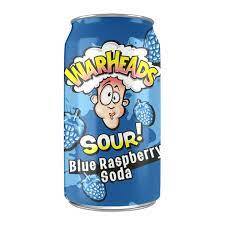 Warheads Blue Raspberry Sour Soda 12oz Can