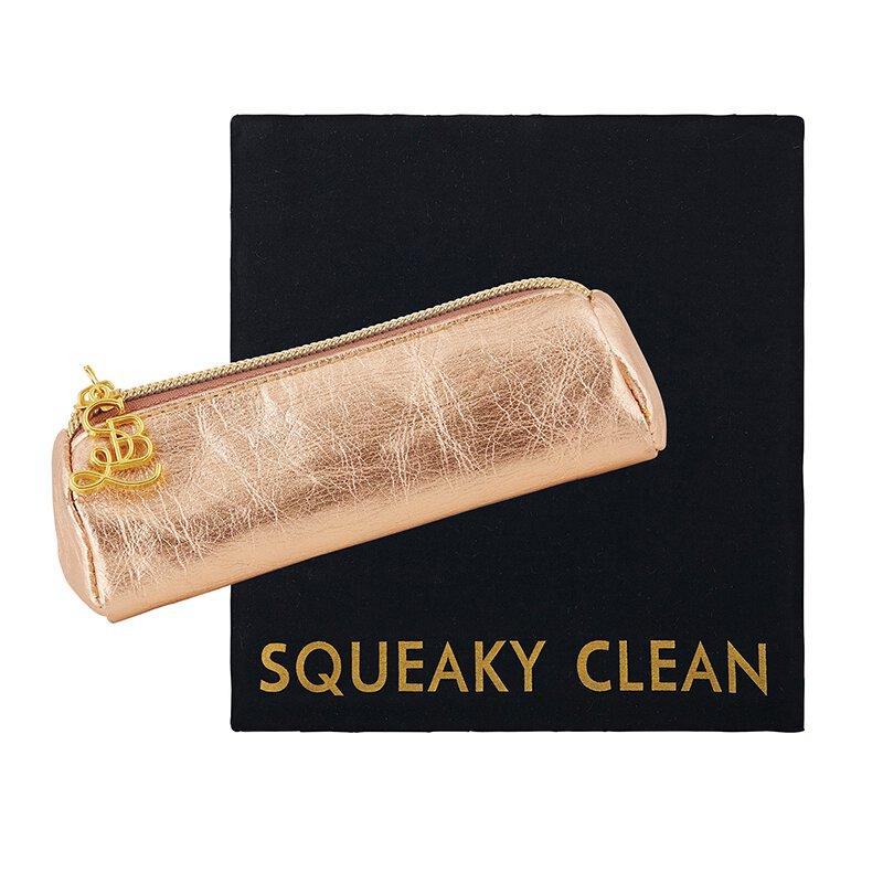 Squeaky Clean Mini Zip Case w/ Cloth in Rose Gold | Perfect for Earbuds, Lip Products, Etc.