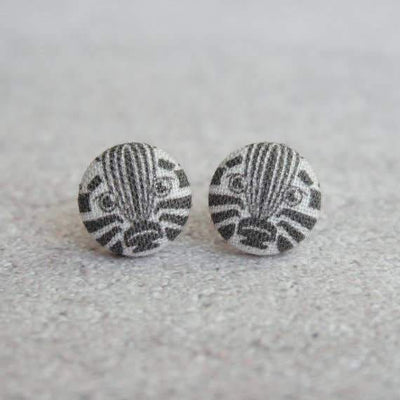 Zebra Fabric Button Earrings | Handmade in the US